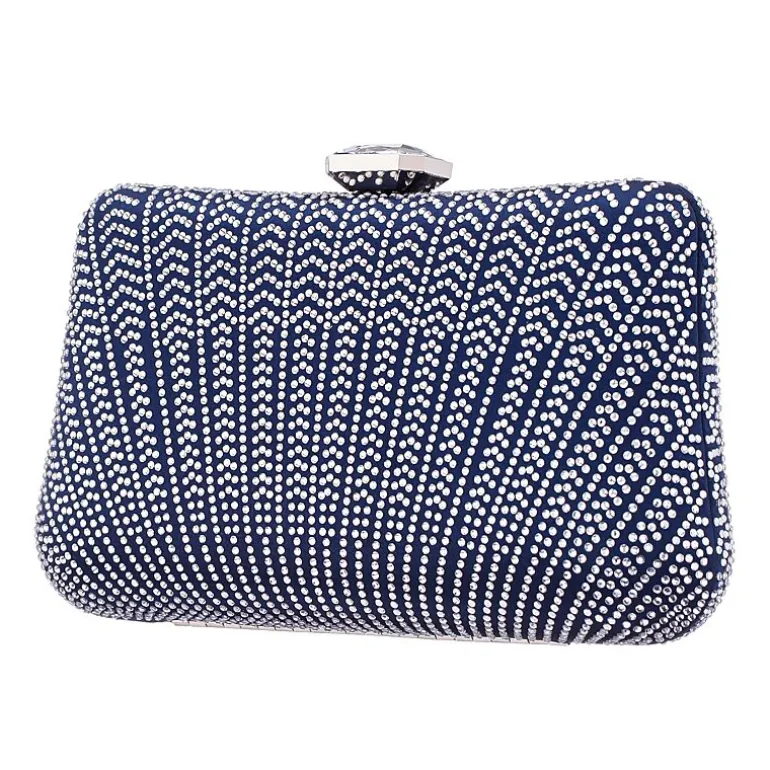 N By Nina Art Deco Patterened Crystal Minaudiere Evening Bag