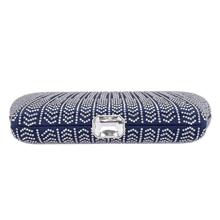 N By Nina Art Deco Patterened Crystal Minaudiere Evening Bag