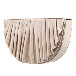 N By Nina Pleated Metallic Half Moon Clutch
