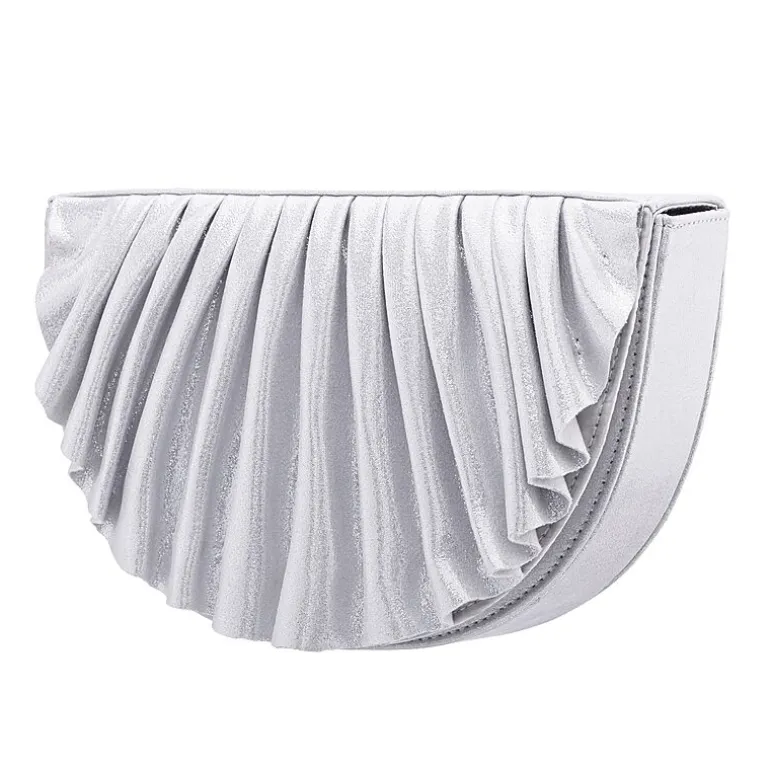 N By Nina Pleated Metallic Half Moon Clutch