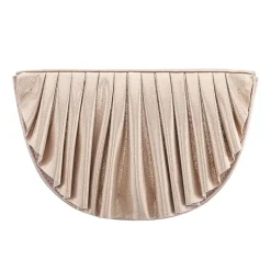 N By Nina Pleated Metallic Half Moon Clutch