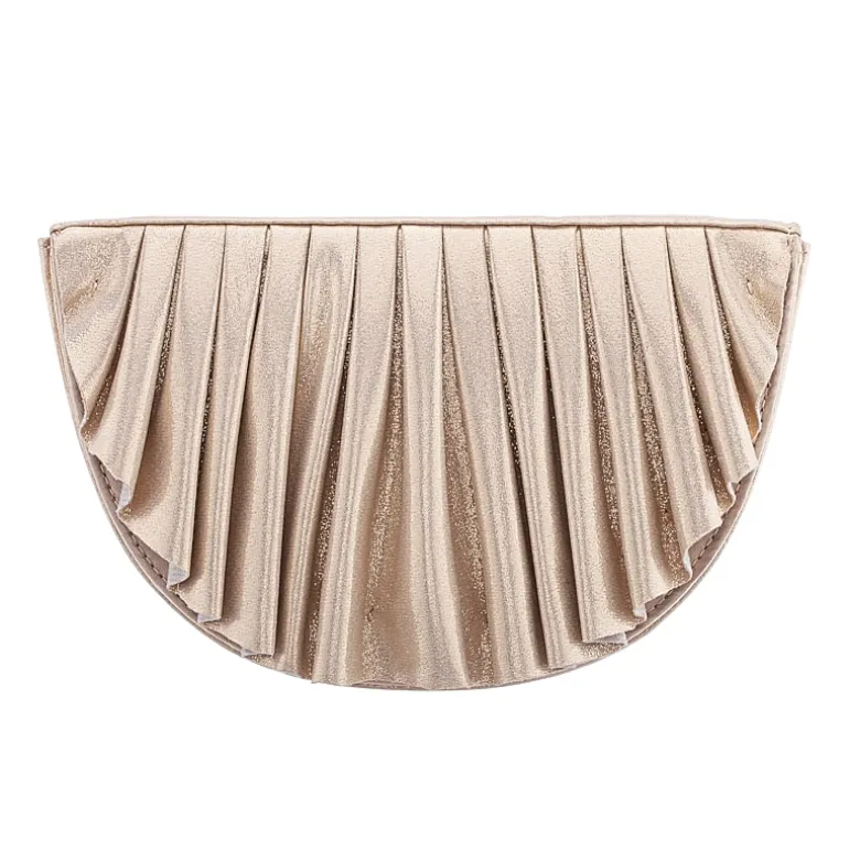 N By Nina Pleated Metallic Half Moon Clutch