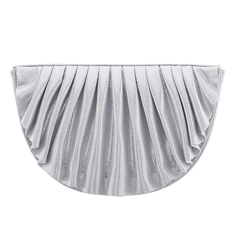 N By Nina Pleated Metallic Half Moon Clutch