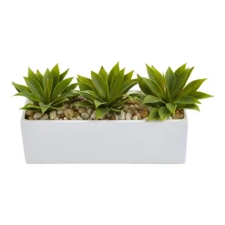 Nearly Natural Agave Succulent In Rectangular Planter Artificial Plant