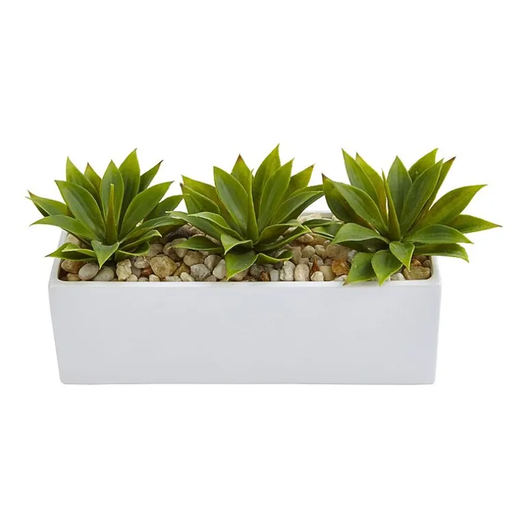 Nearly Natural Agave Succulent In Rectangular Planter Artificial Plant