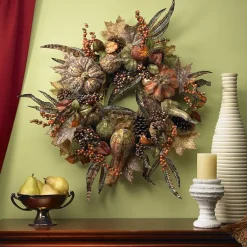 Nearly Natural 28" Autumn Pumpkin Wreath