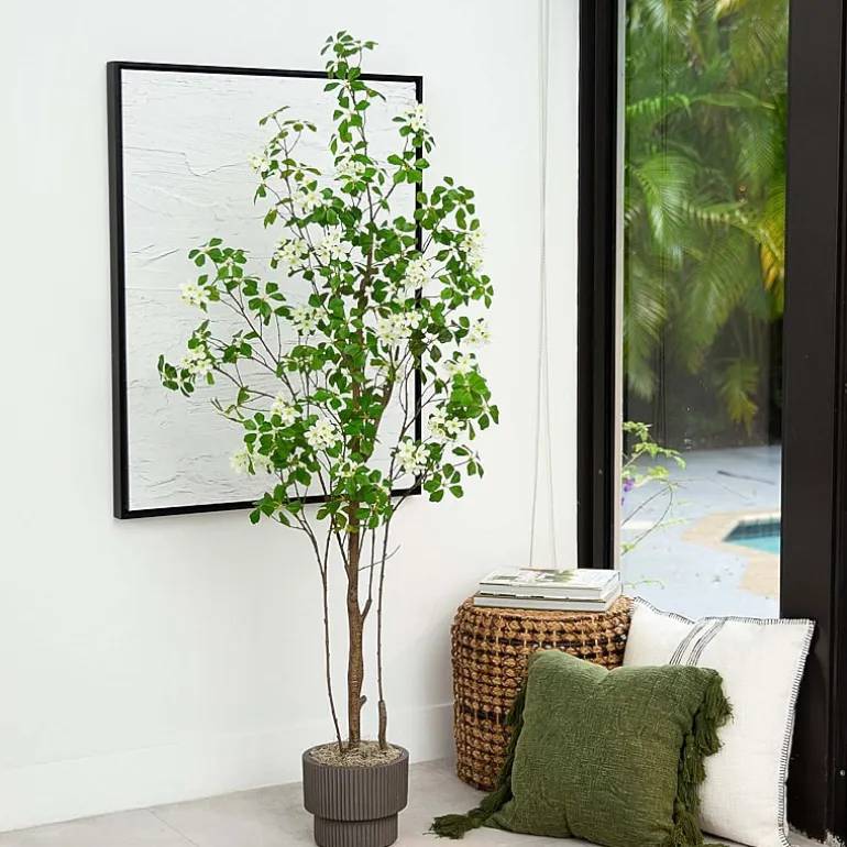 Nearly Natural 6' Dogwood With Real Touch Leaves Artificial Plant