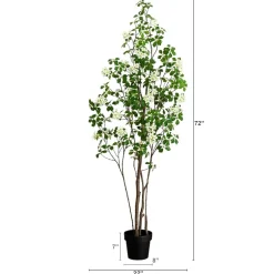 Nearly Natural 6' Dogwood With Real Touch Leaves Artificial Plant