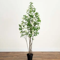 Nearly Natural 6' Dogwood With Real Touch Leaves Artificial Plant