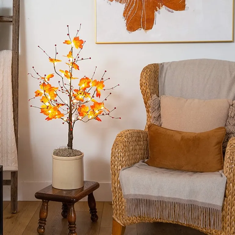 Nearly Natural 3ft Autumn Maple Fall Lighted Indoor Artificial Tree