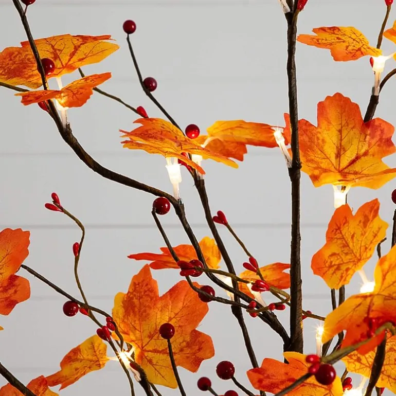 Nearly Natural 3ft Autumn Maple Fall Lighted Indoor Artificial Tree