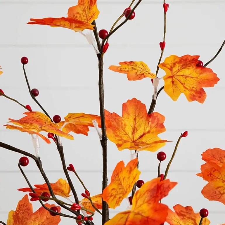 Nearly Natural 3ft Autumn Maple Fall Lighted Indoor Artificial Tree