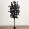 Nearly Natural 7ft Black Ficus Indoor Artificial Tree