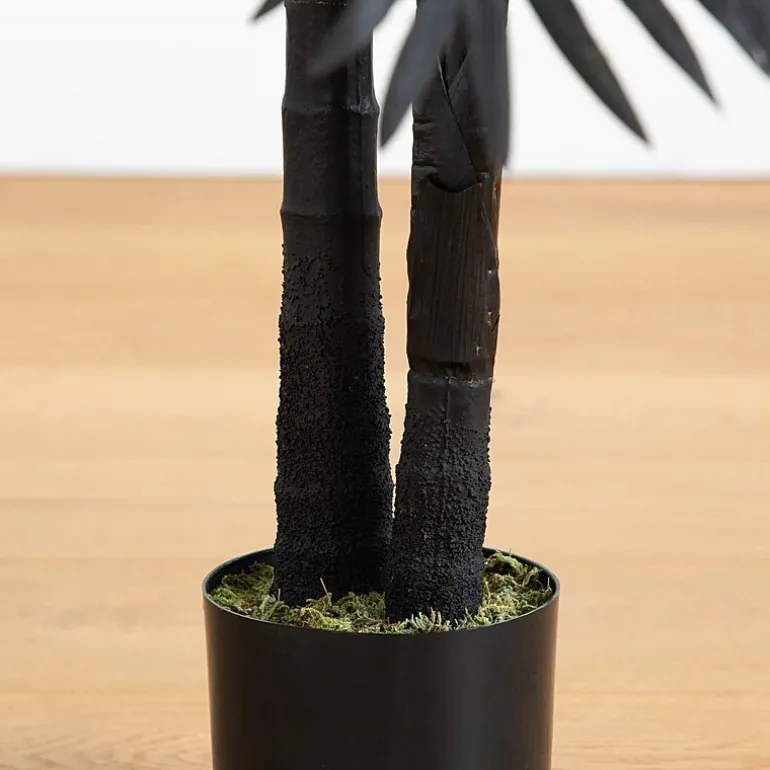 Nearly Natural 4ft Black Golden Cane Indoor Artificial Tree