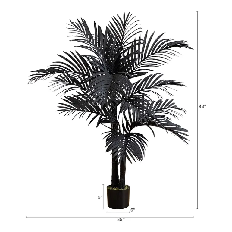Nearly Natural 4ft Black Golden Cane Indoor Artificial Tree