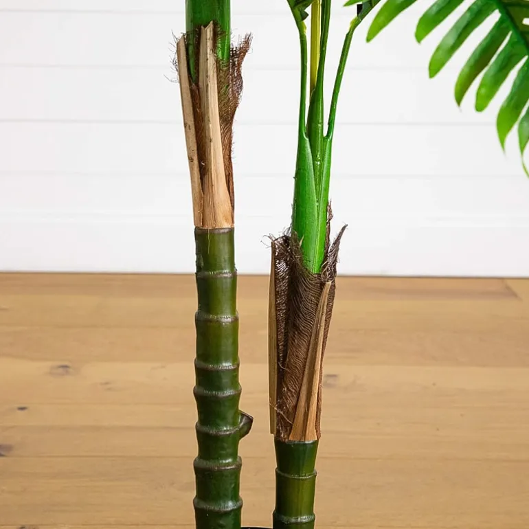 Nearly Natural 4ft Double Robellini Palm Indoor Outdoor Artificial Tree