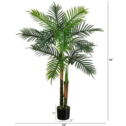 Nearly Natural 4ft Double Robellini Palm Indoor Outdoor Artificial Tree