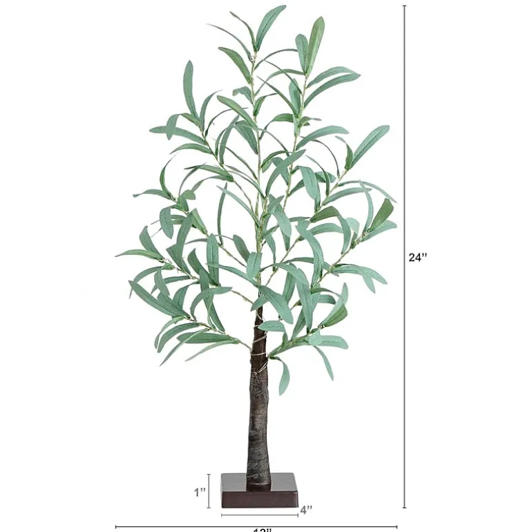 Nearly Natural 2ft. Green Lighted Olive Indoor Artificial Tree