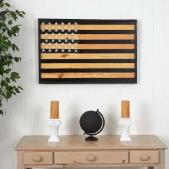 Nearly Natural 36in American Flag Americana Wood Wall Art