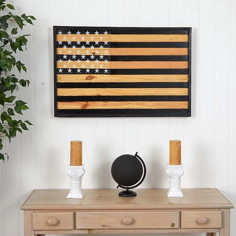 Nearly Natural 36in American Flag Americana Wood Wall Art