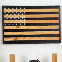 Nearly Natural 36in American Flag Americana Wood Wall Art
