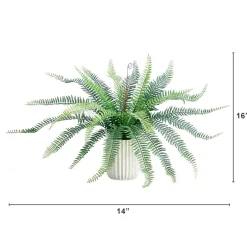 Nearly Natural 16in Green Fern Artificial Plant