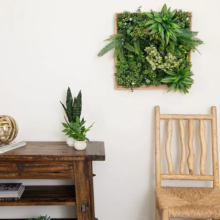 Nearly Natural 20in. X 20in. Green Lighted Queensland Rainforest Wall Panel Artificial Plant