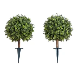 Nearly Natural 2-pc. 2ft Boxwood Integrated Ground Stake Artificial Plant