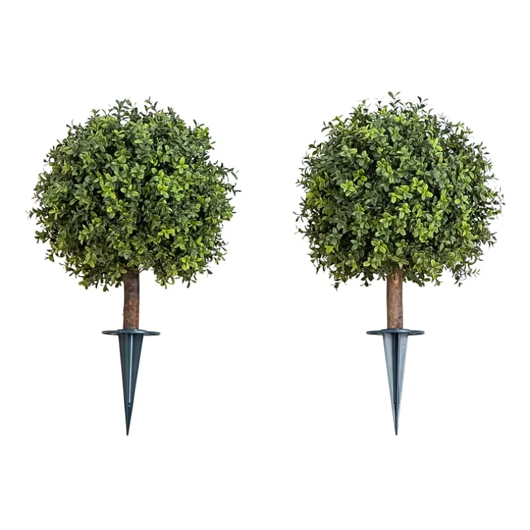 Nearly Natural 2-pc. 2ft Boxwood Integrated Ground Stake Artificial Plant