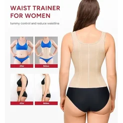 Nebility Women Adjustable Strap Tummy Control Shapewear Waist Trainer Corset