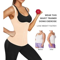 Nebility Women Adjustable Strap Zipper Shapewear Waist Trainer Tank Top