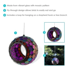 Net Health Shops Round Mosaic Glass Bird Feeder