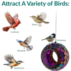 Net Health Shops Round Mosaic Glass Bird Feeder