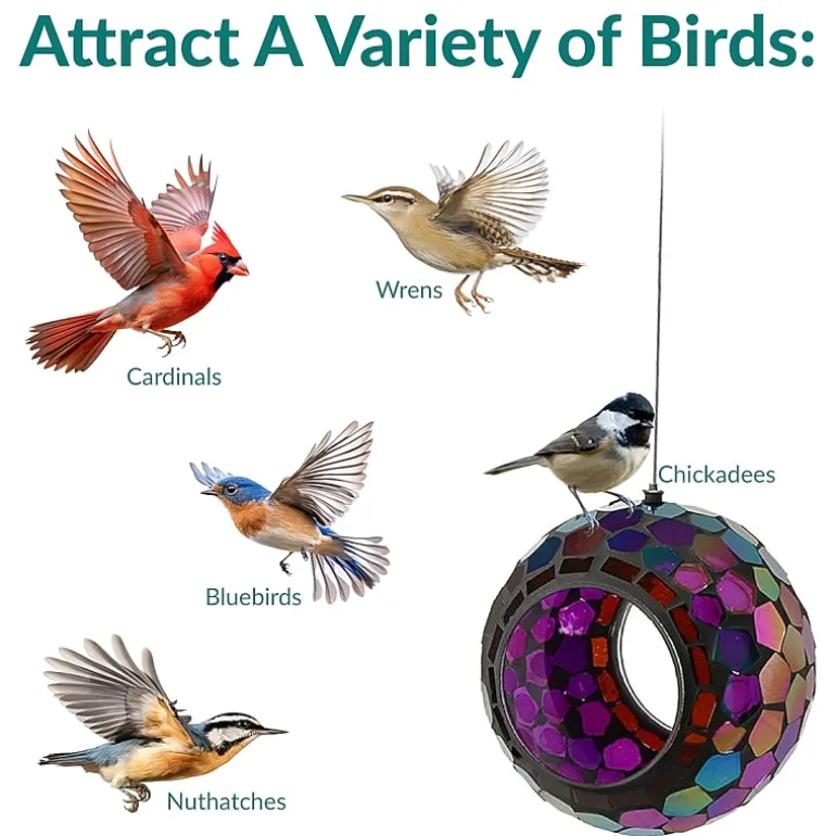 Net Health Shops Round Mosaic Glass Bird Feeder