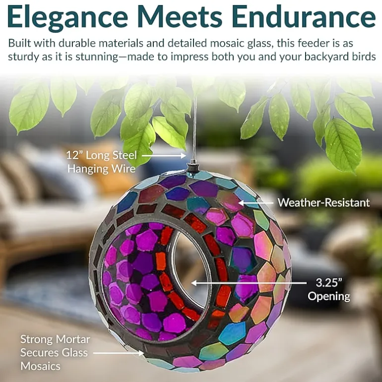 Net Health Shops Round Mosaic Glass Bird Feeder