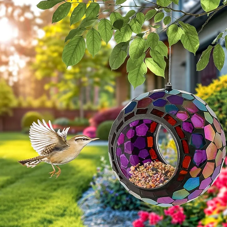 Net Health Shops Round Mosaic Glass Bird Feeder