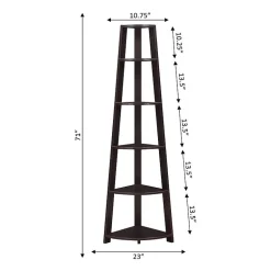 Newport 5 Tier Corner Bookshelf