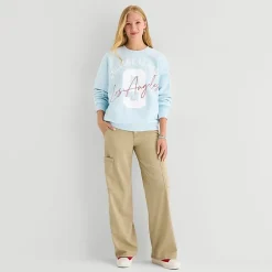 New World College League Womens Juniors Crew Neck Long Sleeve Sweatshirt