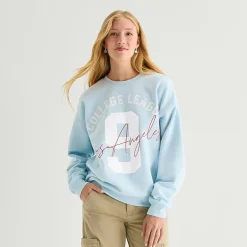 New World College League Womens Juniors Crew Neck Long Sleeve Sweatshirt