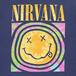 New World Nirvana Womens Juniors Crew Neck Short Sleeve Oversized Graphic T-Shirt
