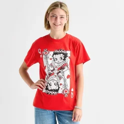 New World Womens Juniors Crew Neck Short Sleeve Loose Fit Betty Boop Graphic T-Shirt