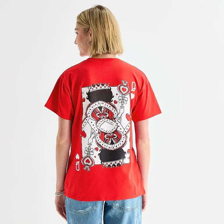 New World Womens Juniors Crew Neck Short Sleeve Loose Fit Betty Boop Graphic T-Shirt