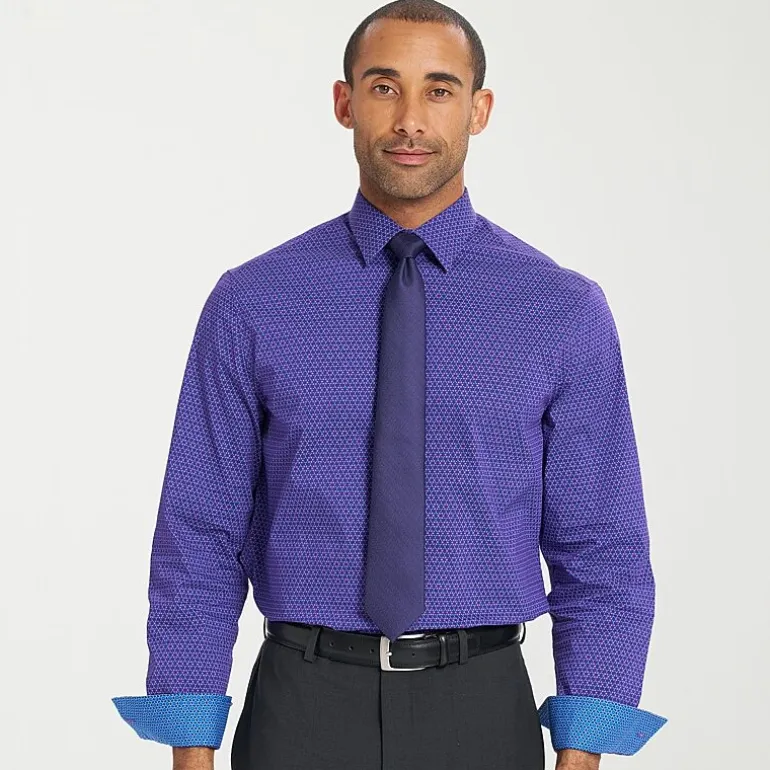 Nick Graham Mens Spread Collar Long Sleeve Shirt + Tie Set