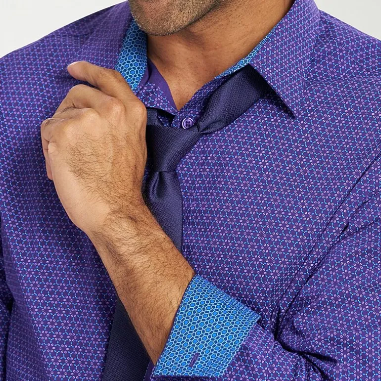 Nick Graham Mens Spread Collar Long Sleeve Shirt + Tie Set
