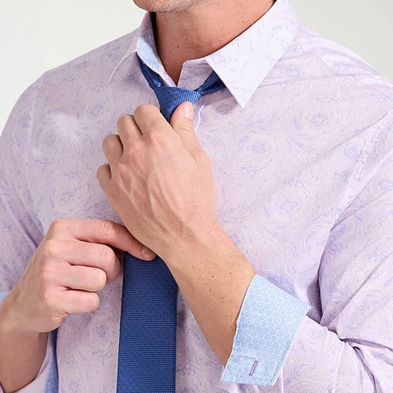 Nick Graham Mens Spread Collar Long Sleeve Stretch Fabric Shirt + Tie Set