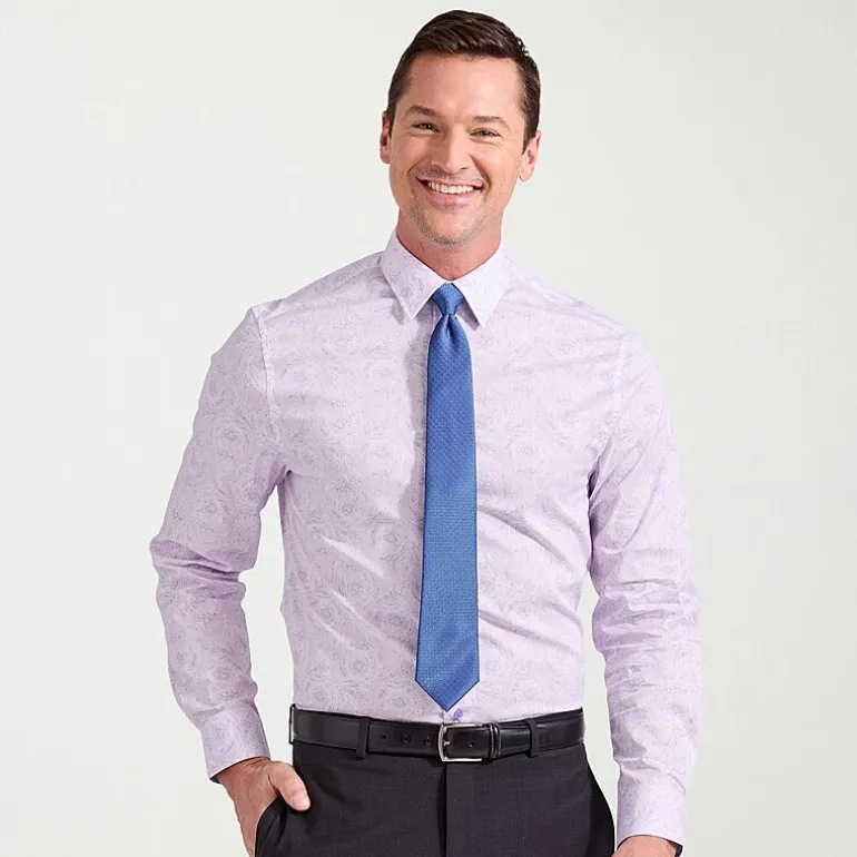 Nick Graham Mens Spread Collar Long Sleeve Stretch Fabric Shirt + Tie Set