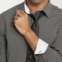 Nick Graham Mens Spread Collar Long Sleeve Shirt + Tie Set