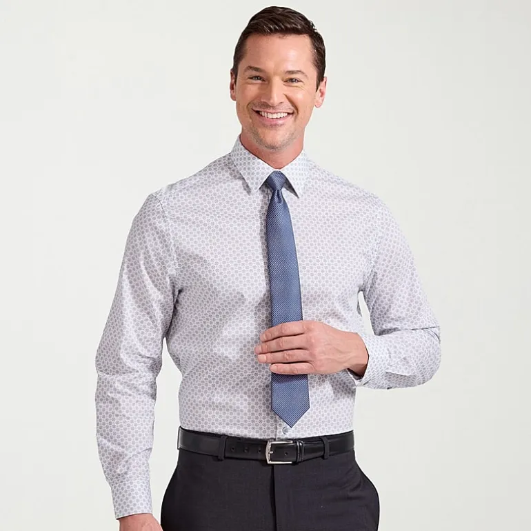 Nick Graham Mens Spread Collar Long Sleeve Stretch Fabric Shirt + Tie Set