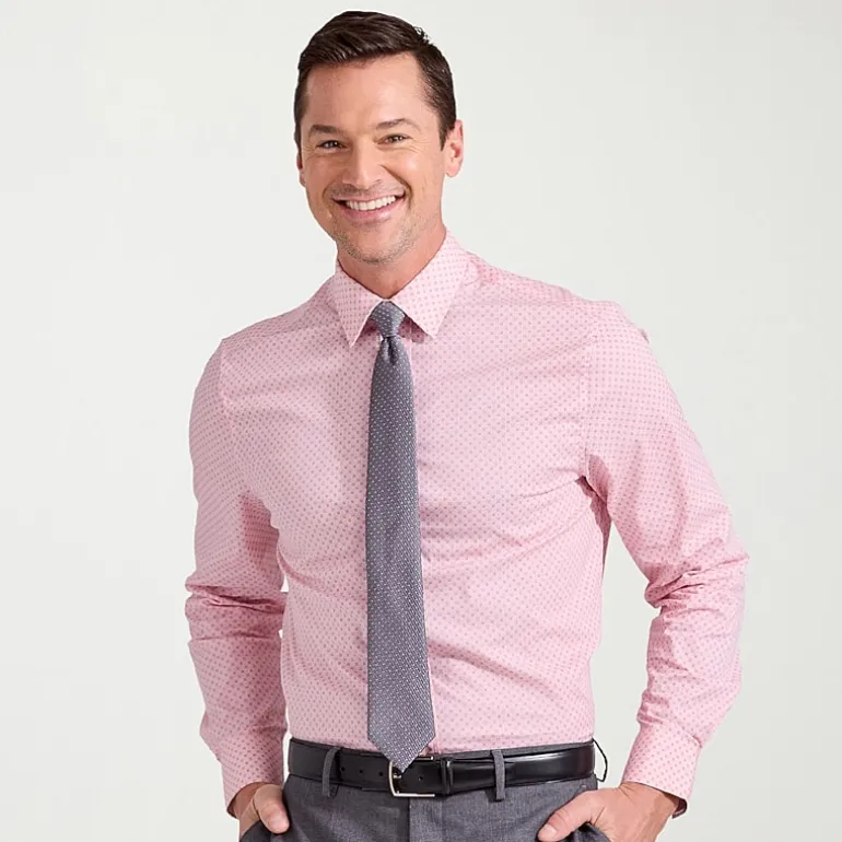 Nick Graham Mens Spread Collar Long Sleeve Stretch Fabric Shirt + Tie Set