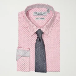 Nick Graham Mens Spread Collar Long Sleeve Stretch Fabric Shirt + Tie Set